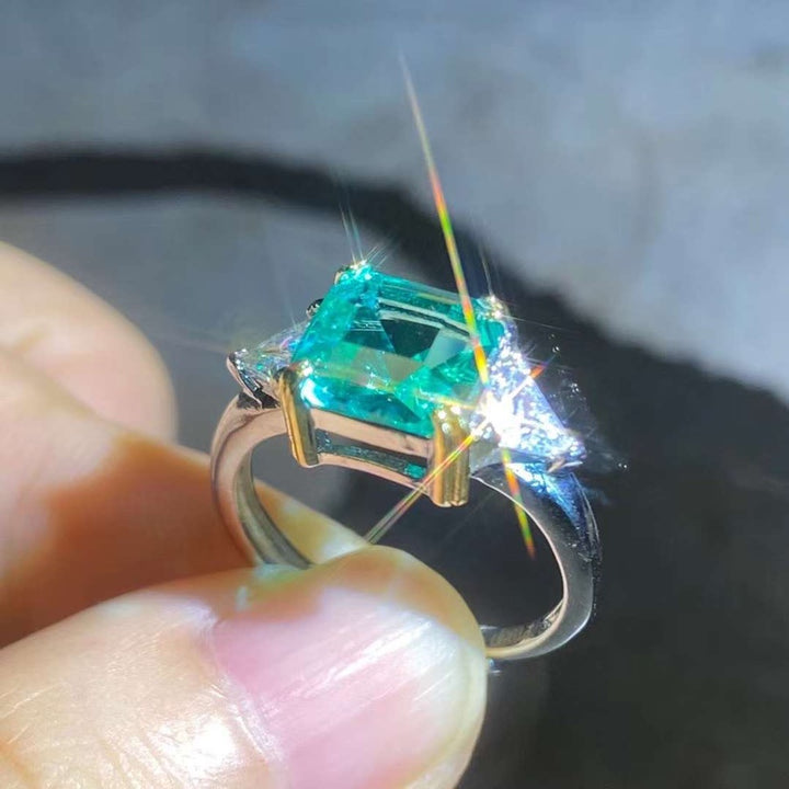 Simulated Full-clear Glass Body Tourmaline Ring