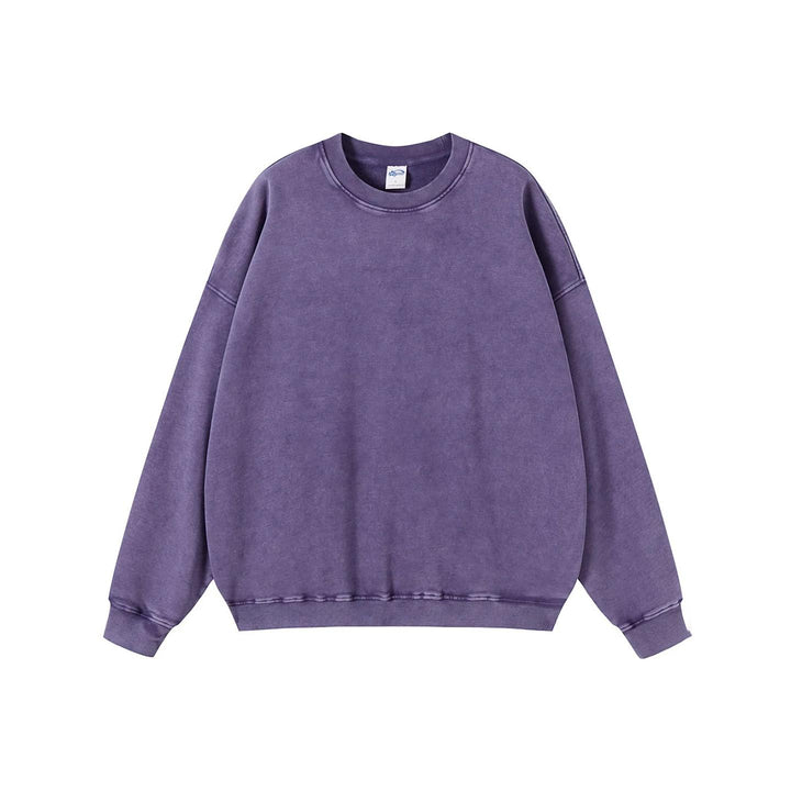 Wax Dyed Worn-out Terry Round Neck Sweatshirt