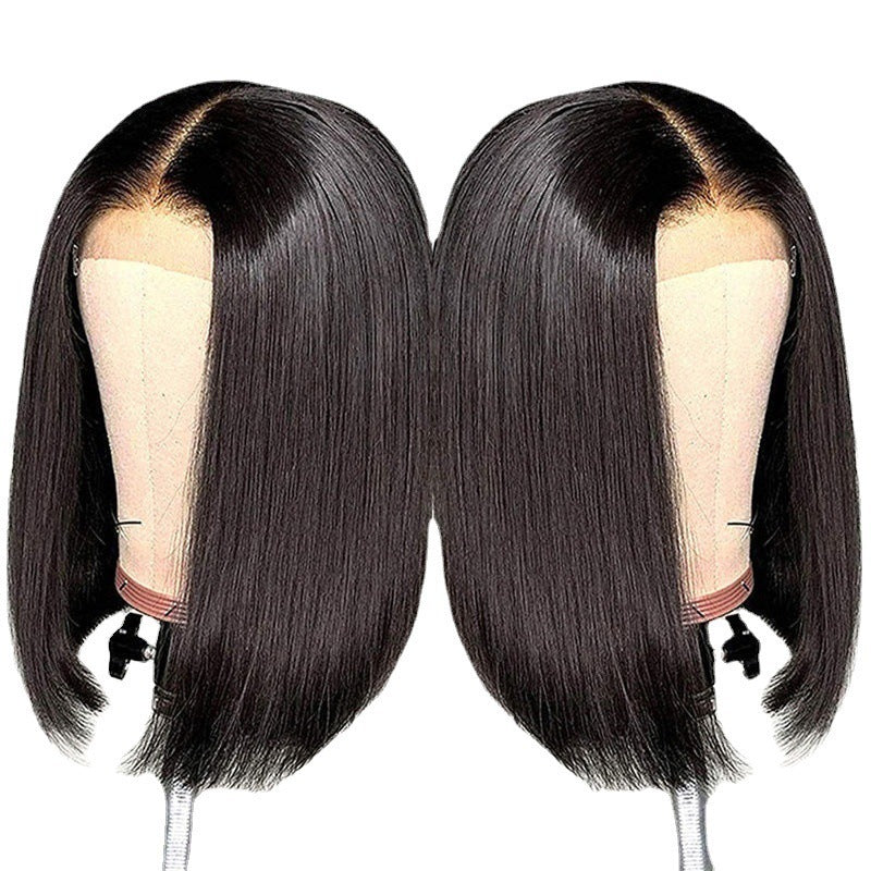 Short Straight Front Lace Wig Chemical Fiber Full-head Wig Fashion Natural