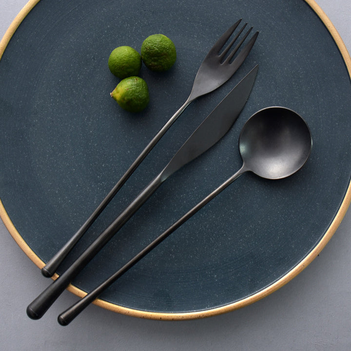 Japanese Retro Black Cutlery Set