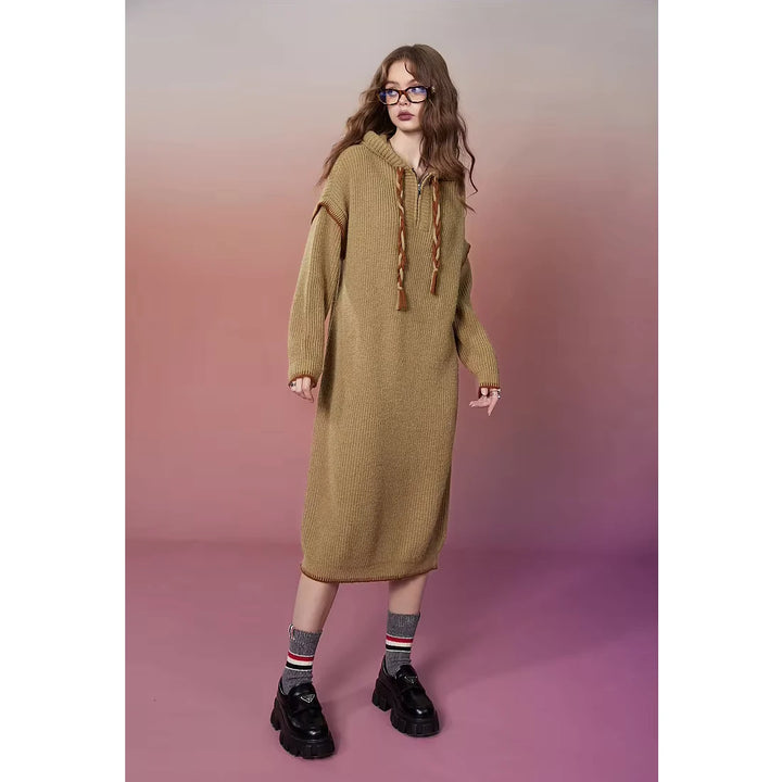 Elegant Autumn Plus Size Hoodie Knitted Dresses for Women