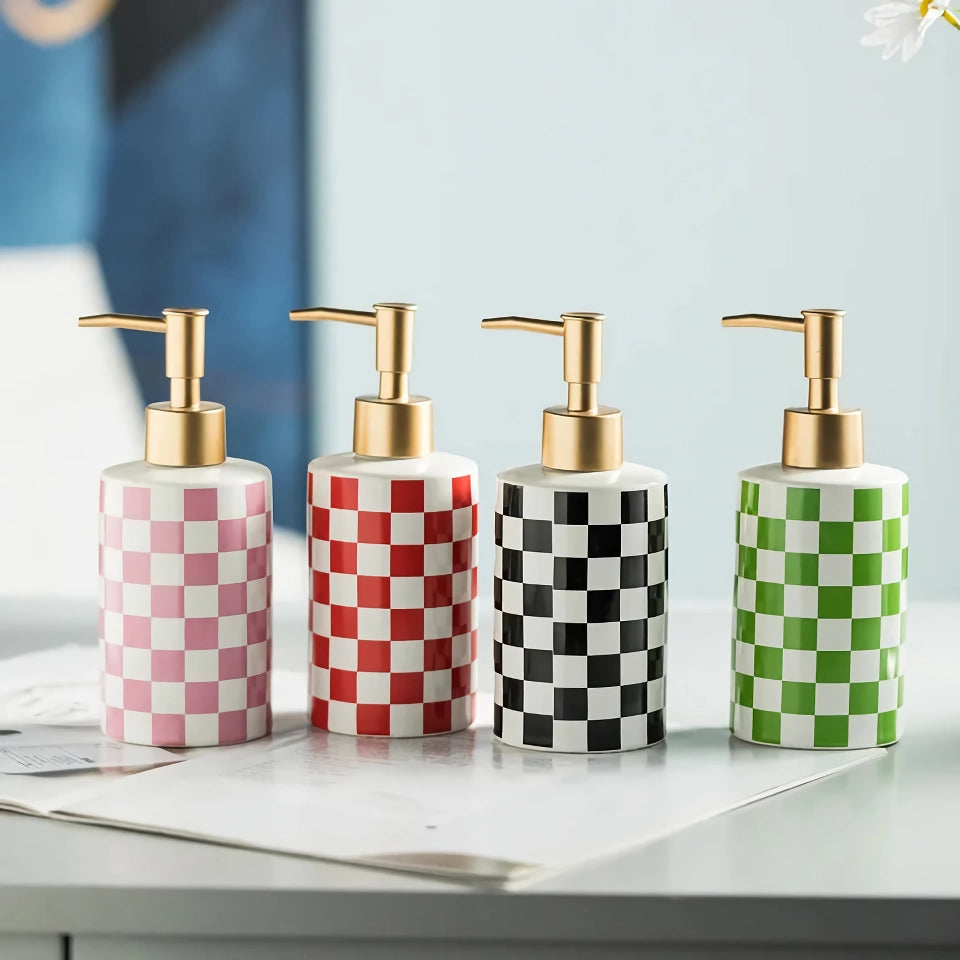 Elegant Plaid Ceramic Bathroom Dispenser