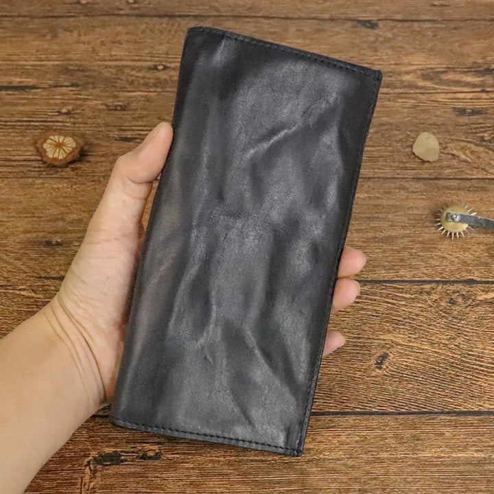 Handmade Old Pleated Long Wallet Men