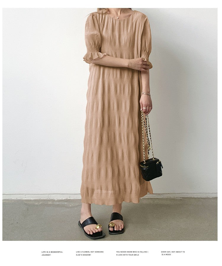 Women's Gentle And Elegant Pleated Texture Dress