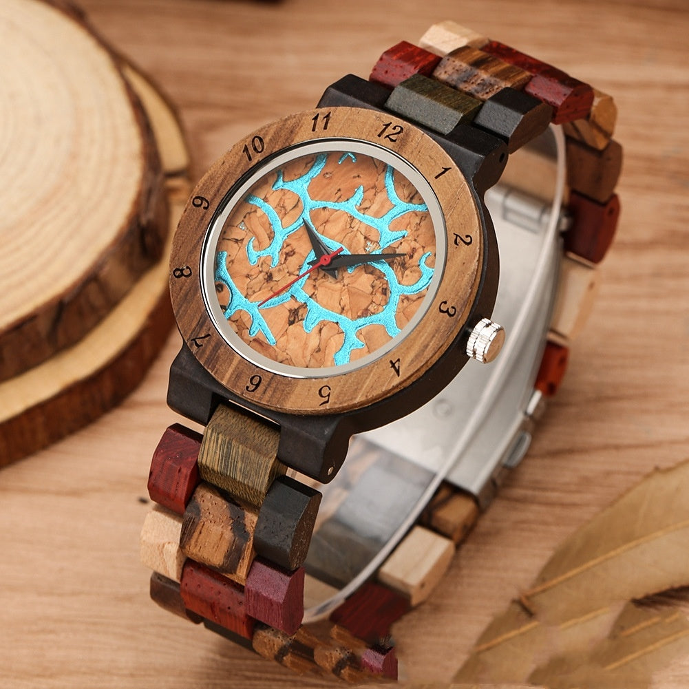 Colored Wood Quartz Casual Watch