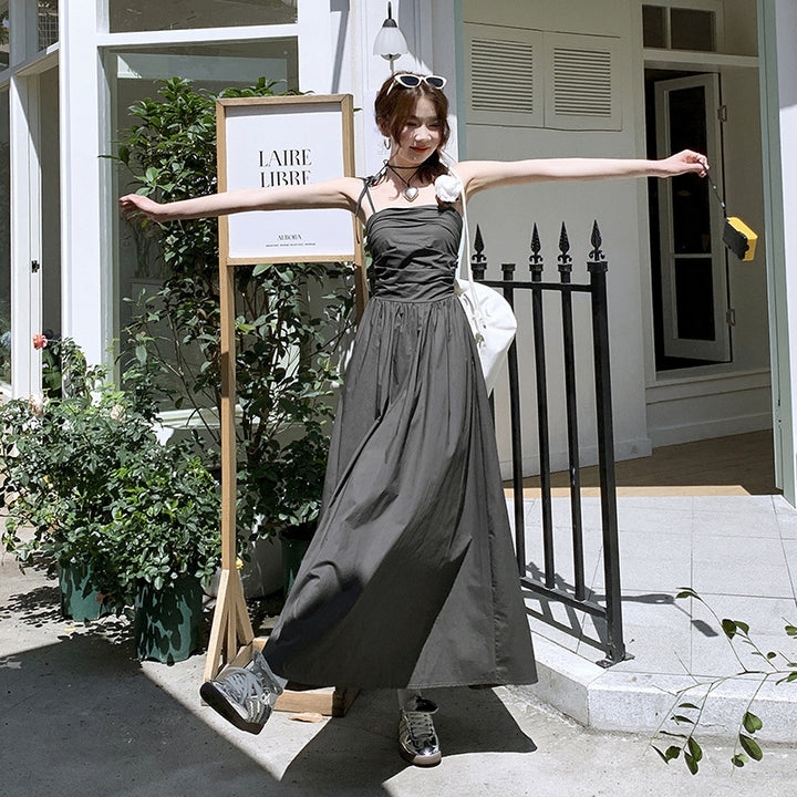 Younger Fashion French Style Temperament Slim Sleeveless Sling Dress