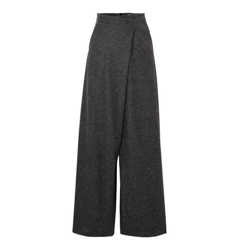 Chic High Waist Woolen Wide Leg Pants for Women