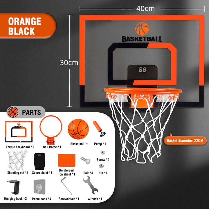 Wall-Mounted Breakaway Basketball Hoop with Electronic Score Counter