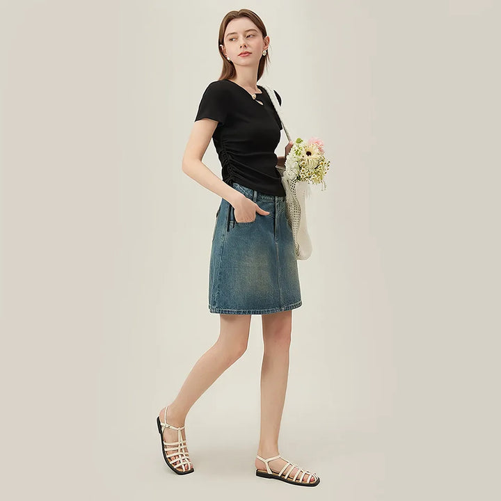 A-line Denim Skirt