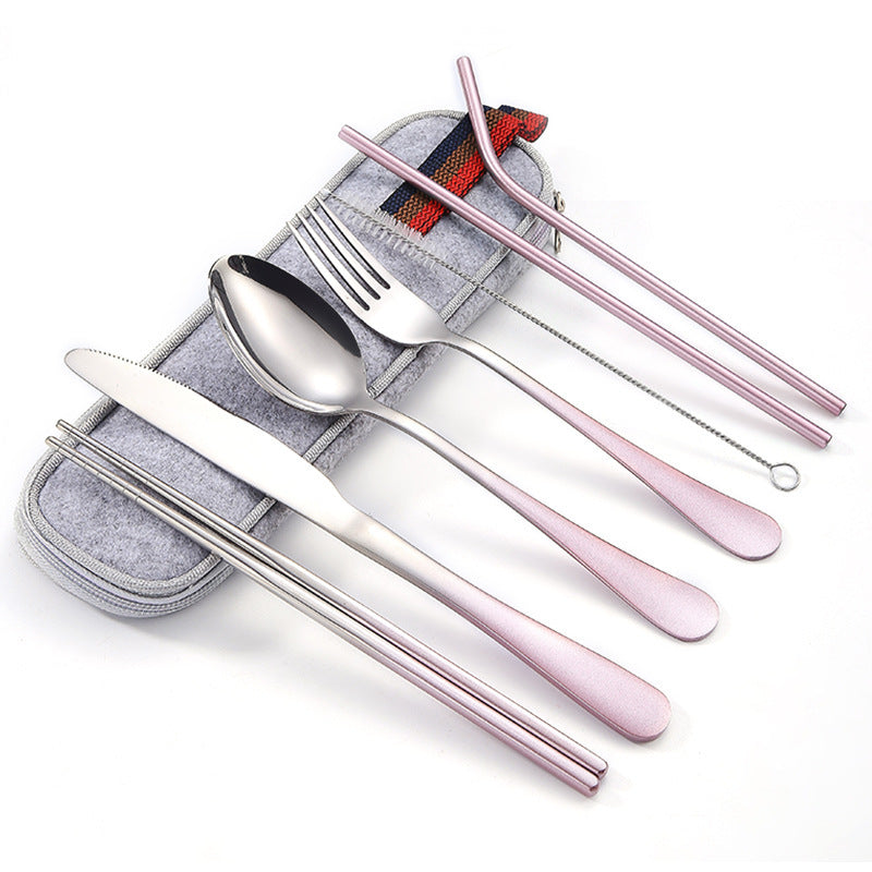 Stainless Steel Knife, Fork And Spoon Straw Set