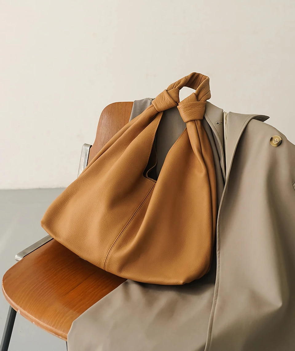 Korean Oversized Soft Genuine Leather Hobo Shoulder Bag for Women