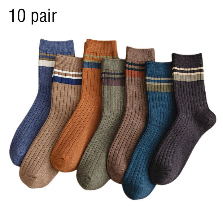 10 Pair Men's Striped Cotton Socks