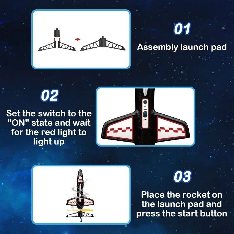 Electric Motorized Air Rocket Launcher with LED Parachute