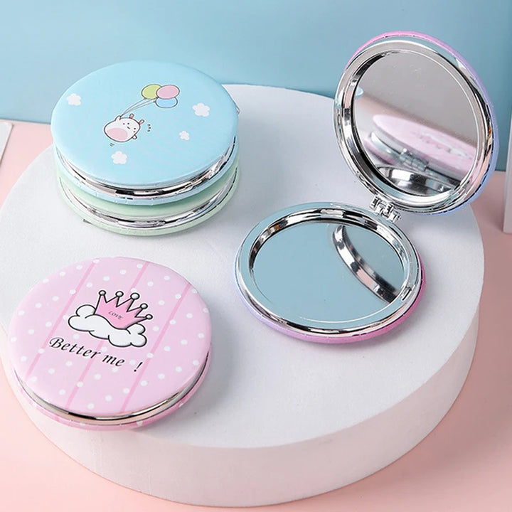 Portable Cute Cartoon Print Foldable Makeup Mirror - 2-Sided Travel Pocket Mirror