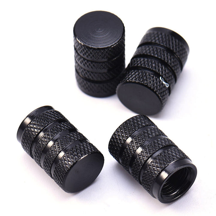 4Pcs Black Aluminum Tire Valve Stem Caps