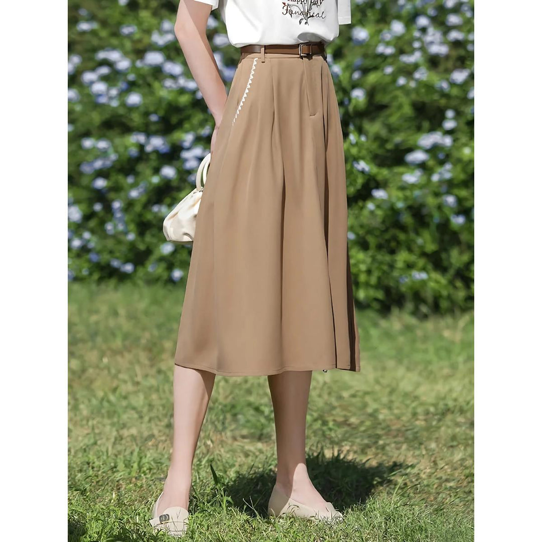 French Style High Waist Embroidery A-Line Skirt