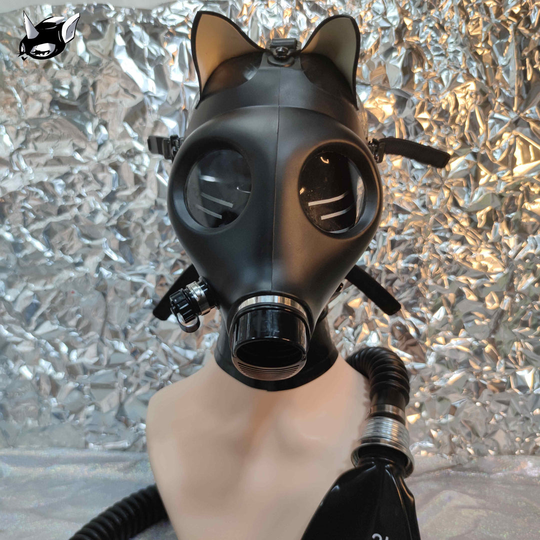 Latex Gas Mask Choking Set Breathing Bag