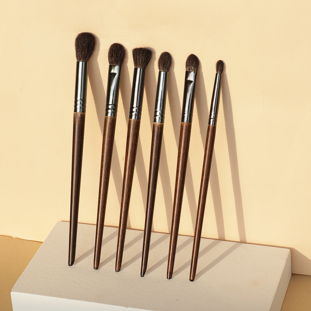 6-Piece Goat Hair Eye Shadow Brush Set with Travel Bag