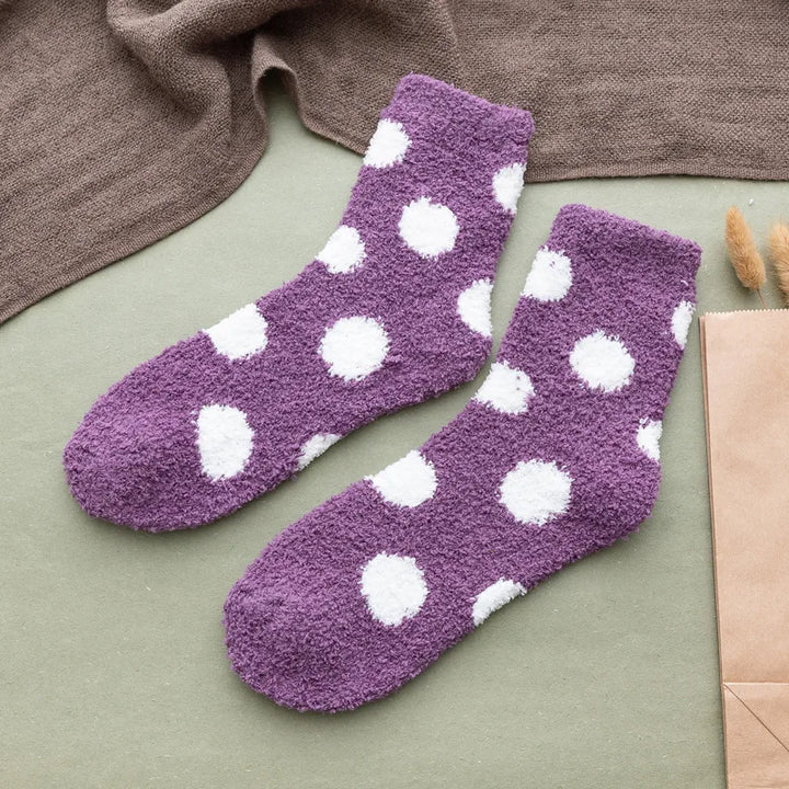 Cute Candy Color Soft Fluffy Dot Socks for Women