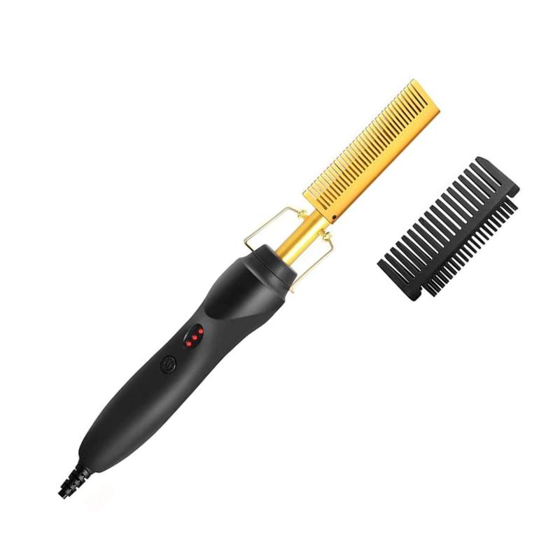 Portable 2-in-1 Electric Hot Comb & Beard Straightener - Fast Heating, Adjustable Temperature