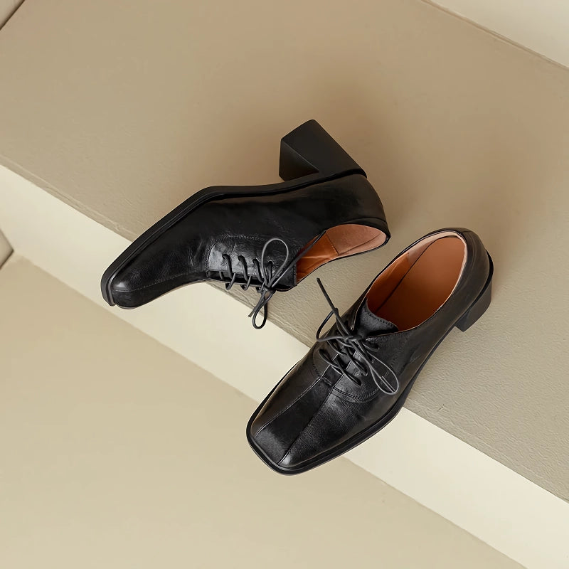 Genuine Leather Lace-Up Oxford Shoes