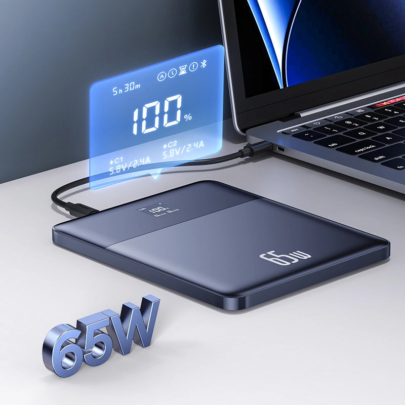 Ultra Thin 65W Fast Charging Power Bank 12000mAh with Digital Display