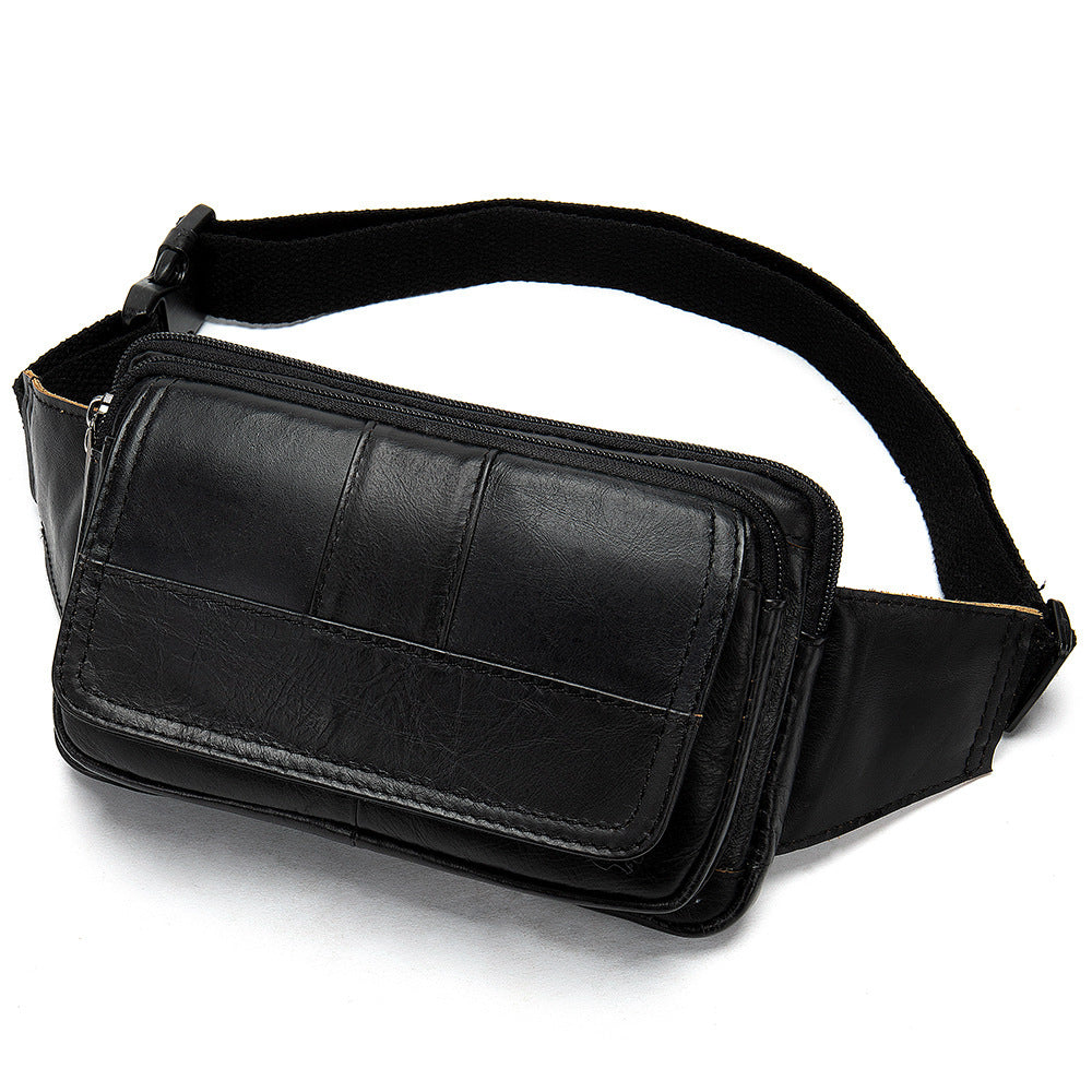 Men's First Layer Cowhide Outdoor One Shoulder Crossbody Waist Bag