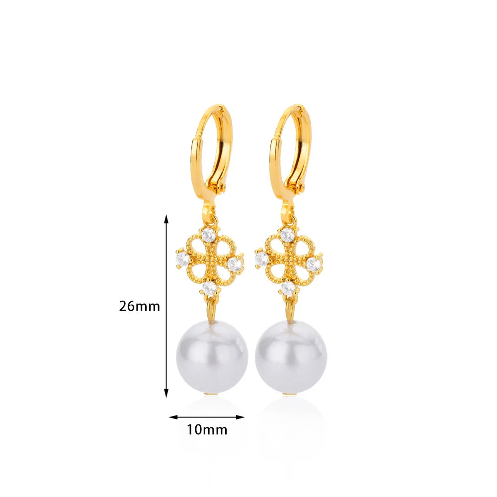 Butterfly Imitation Pearl Dangle Earrings - Trendy Stainless Steel Jewelry