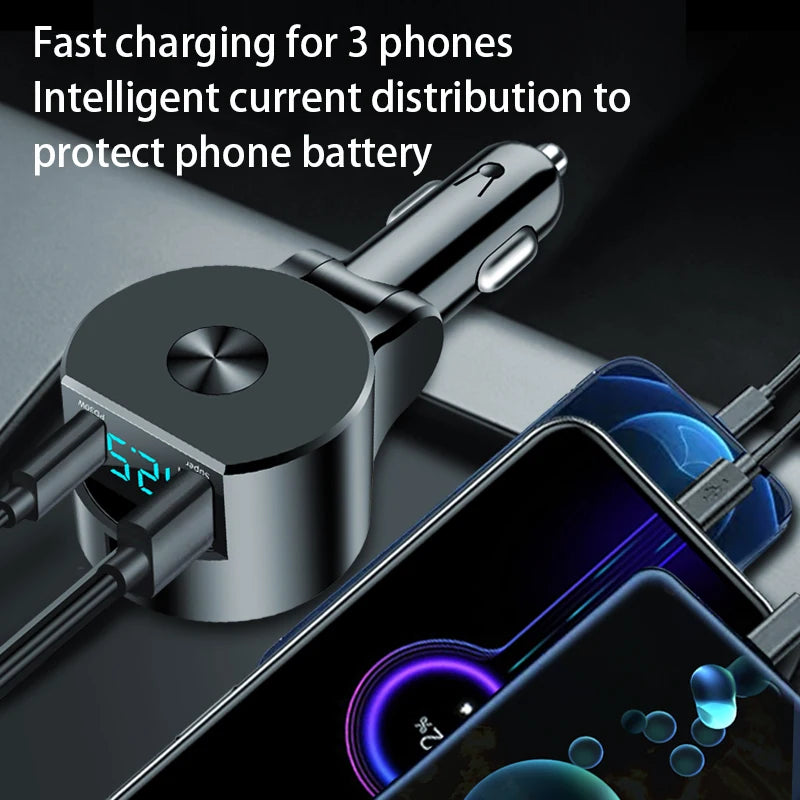 3-in-1 Retractable 75W Car Charger