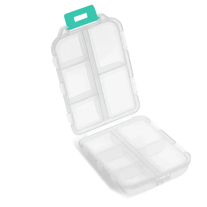 Portable 10-Grid Travel Pill Organizer Box