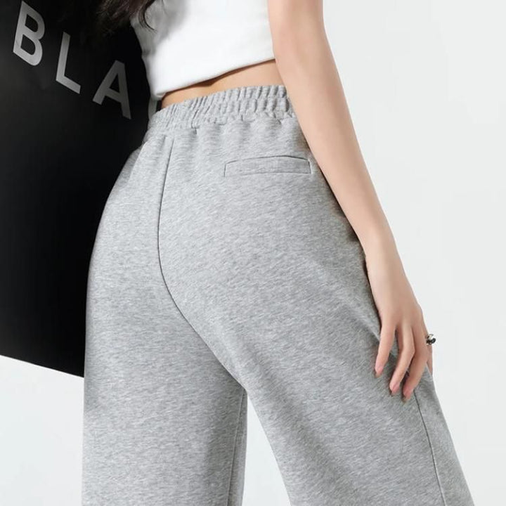 High Waist Wide Leg Gray Sweatpants