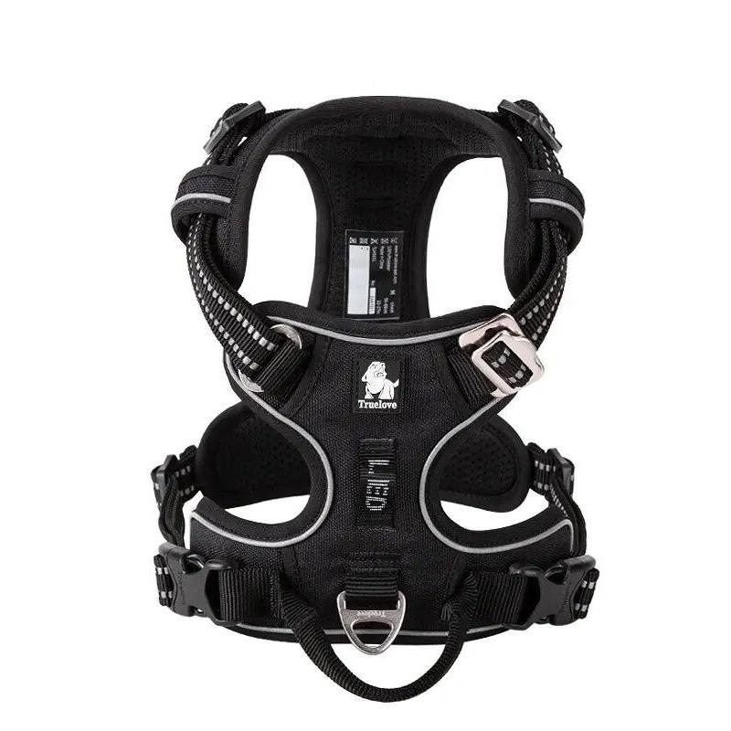 Adjustable No-Pull Dog Harness with Reflective Nylon and Safety Features