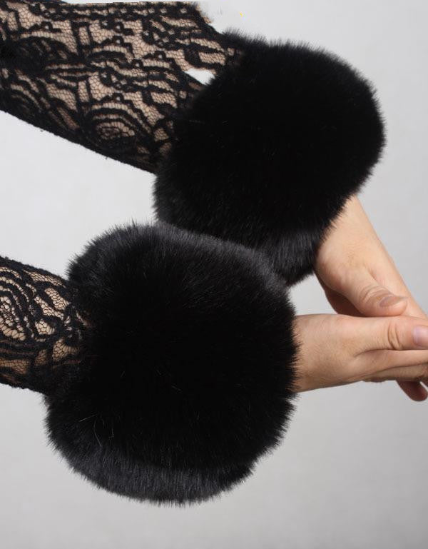 Women Furry Sleeve Cuffs Fox Short Wrist Bracelet