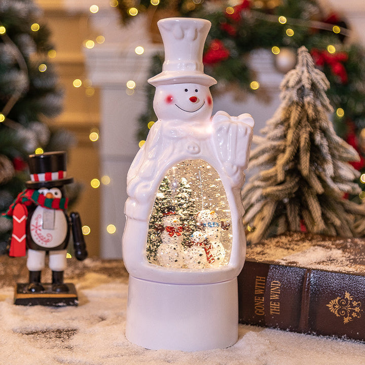 Christmas Decoration Old Man Snowman Music Box Desktop Ambience Light