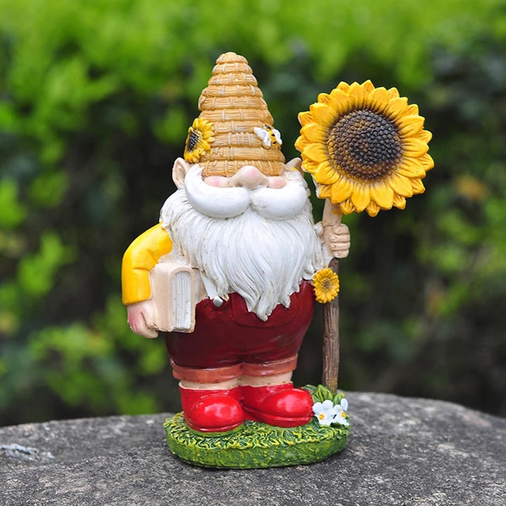 Adorable Sunflower Gnome Resin Statue