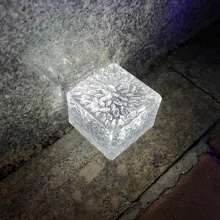 Solar-Powered LED Garden Path Lights - Decorative Outdoor Ice Cube Lamps