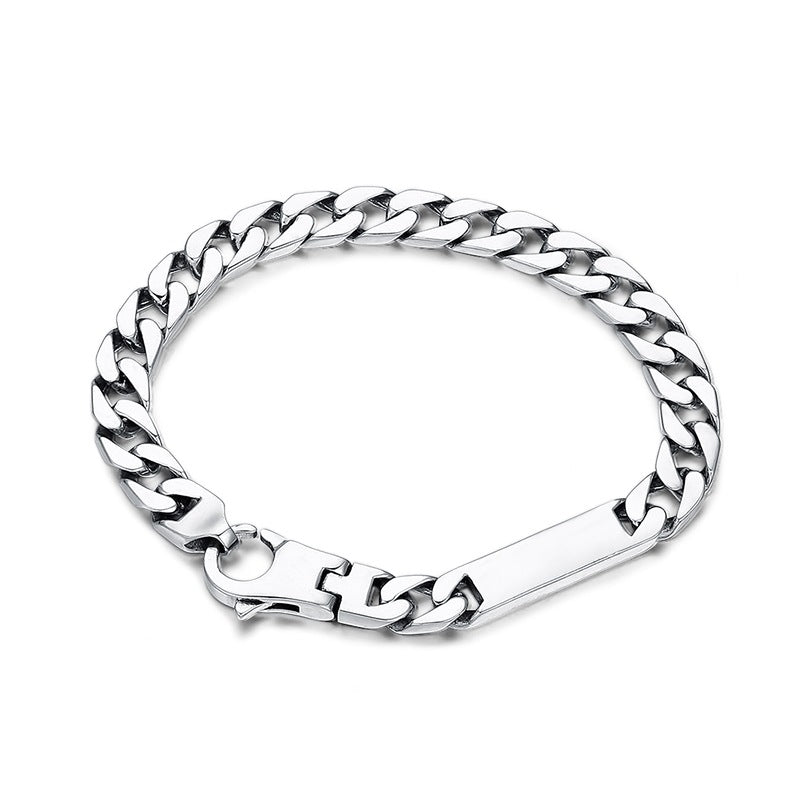 S925 Silver Retro Worn Simple Punk Bare Silver Bracelet