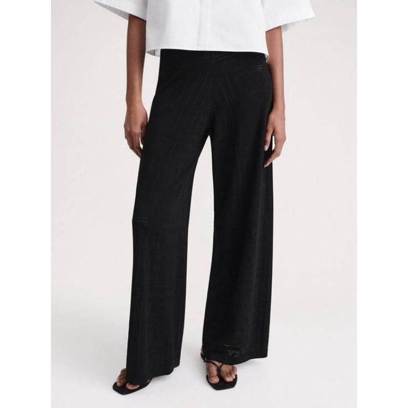 High-Waist Hollow-Out Knit Trousers