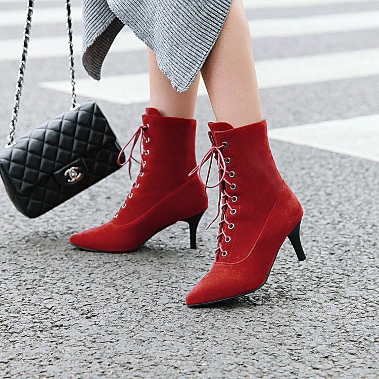 Women's Plus Size Foreign Trade Pointed-toe Stiletto Ankle Boots