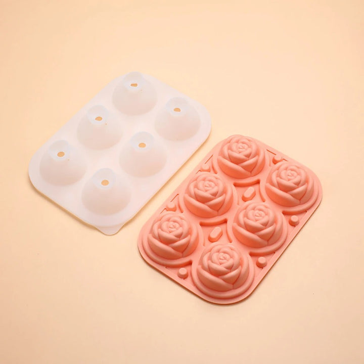 Rose-Shaped Silicone Ice Cube Tray with Lid