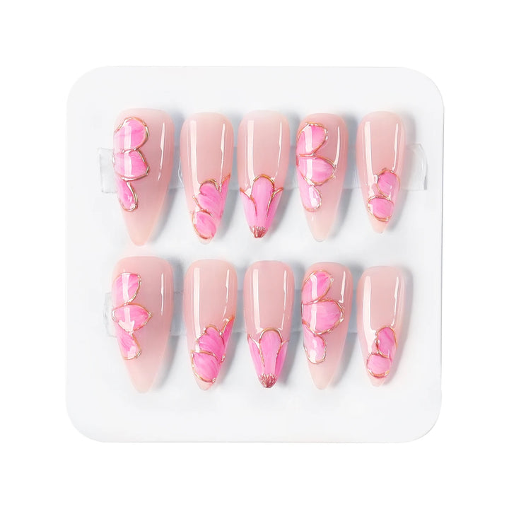 10Pcs Long Almond Press-On Nails Set