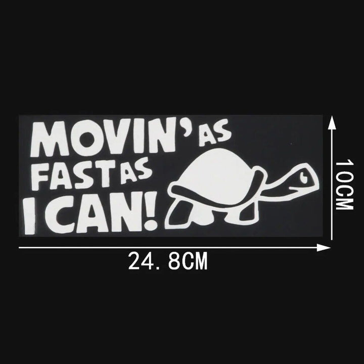 Reflective "Moving As Fast As I Can" Animal Car Decal