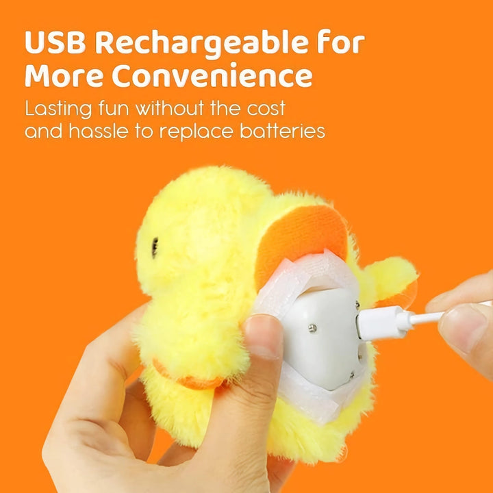 Interactive Flapping Duck Cat Toy - Rechargeable, Washable, with Catnip & Vibration Sensor