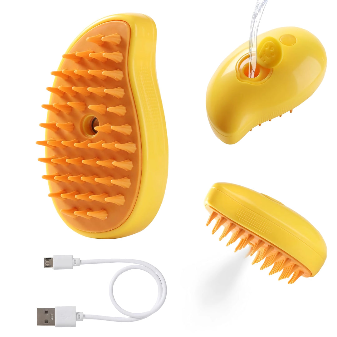 3-in-1 Electric Spray Cat Brush - Cute Mango Design