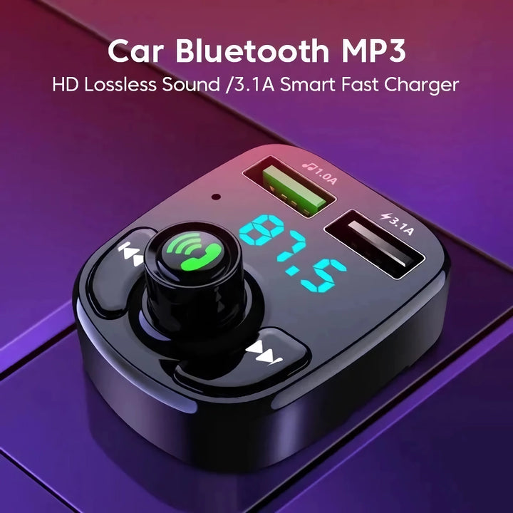 LED MP3 Car Bluetooth FM Transmitter with Dual USB Charger & Hands-Free Calling