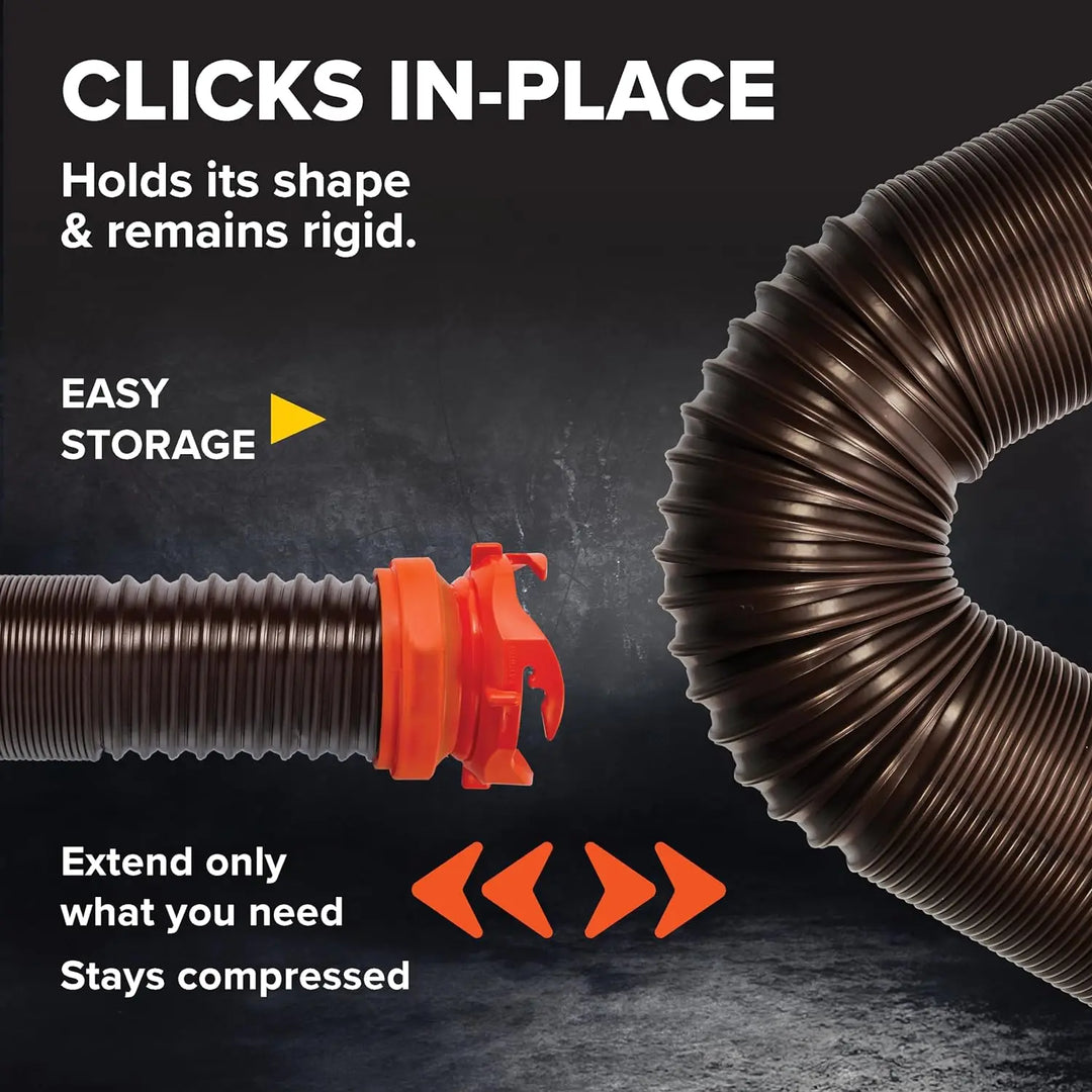 20' RV Sewer Hose Kit with 4-in-1 Adapter & Clear Elbow