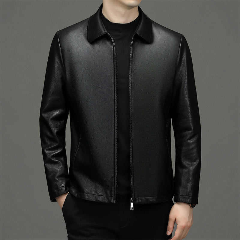 Lapel Ecological Real Leather Clothes Coat Leather Jacket Men