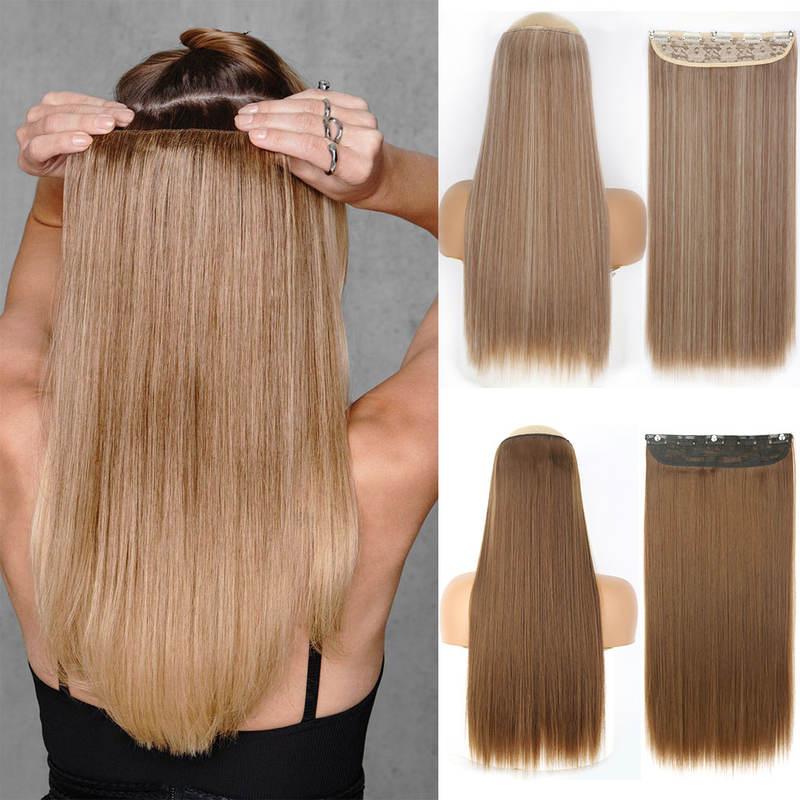 Synthetic Long Straight Hair Clips-in Extensions