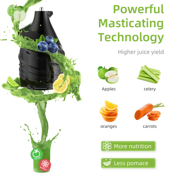 Cold Press Juicer with 3-Inch Feed Chute, 200W Slow Masticating Juice Extractor