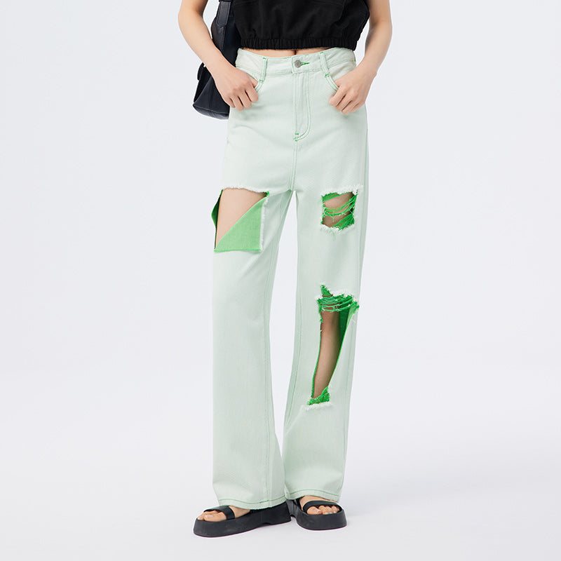 Summer Bright Line Wide Leg Jeans for Women